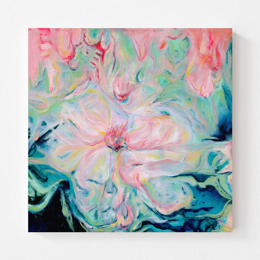 ‘Whispers of Spring’ Abstract Floral-Inspired Canvas Wall Art, Soft Pastel Painting Print About New Beginnings, Modern Home Decor