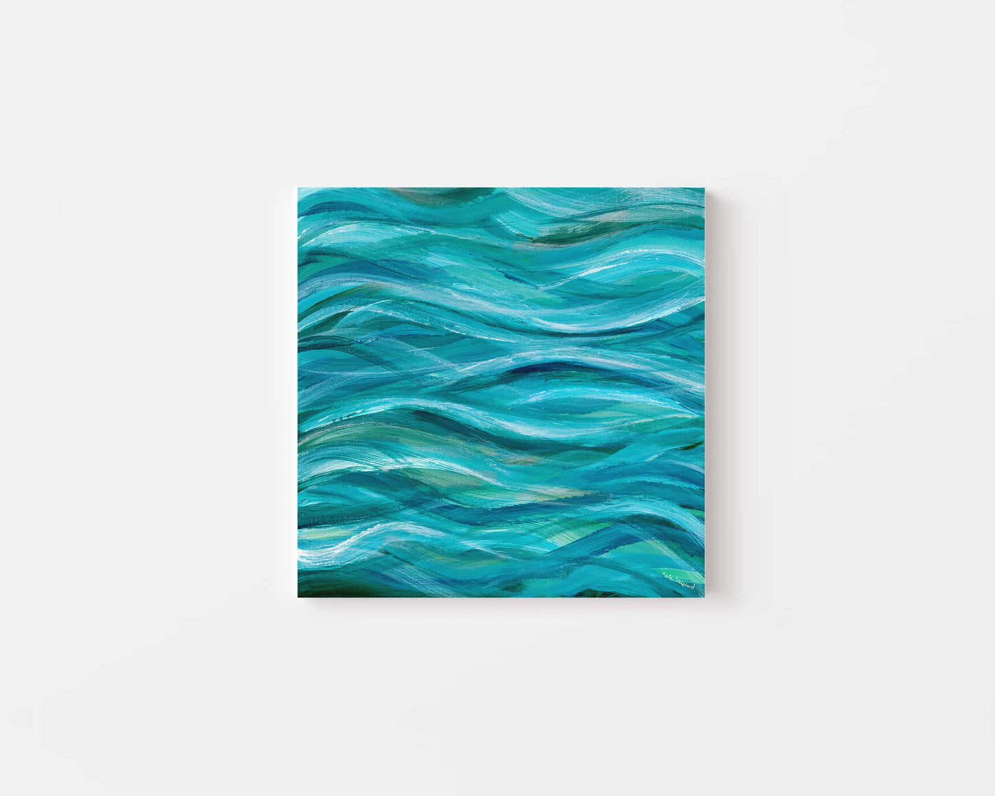 ‘The Sea Beneath Us is Deep’ – abstract ocean-inspired canvas art in soothing blue tones.