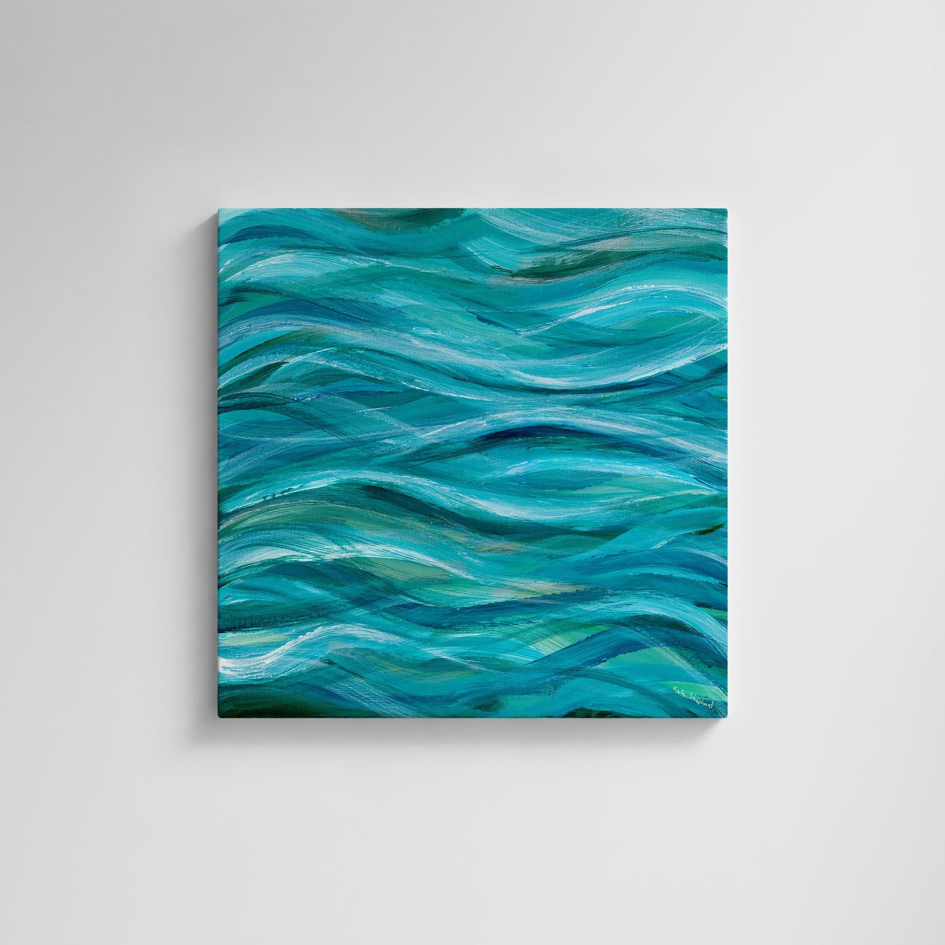 ‘The Sea Beneath Us is Deep’ – tranquil blue ocean abstract art for peaceful interiors.