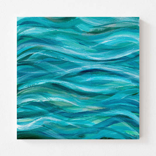 ‘The Sea Beneath Us is Deep’ Abstract Ocean-Inspired Canvas Art Print, Coastal Wall Decor, Serene Blue Painting for Modern Homes