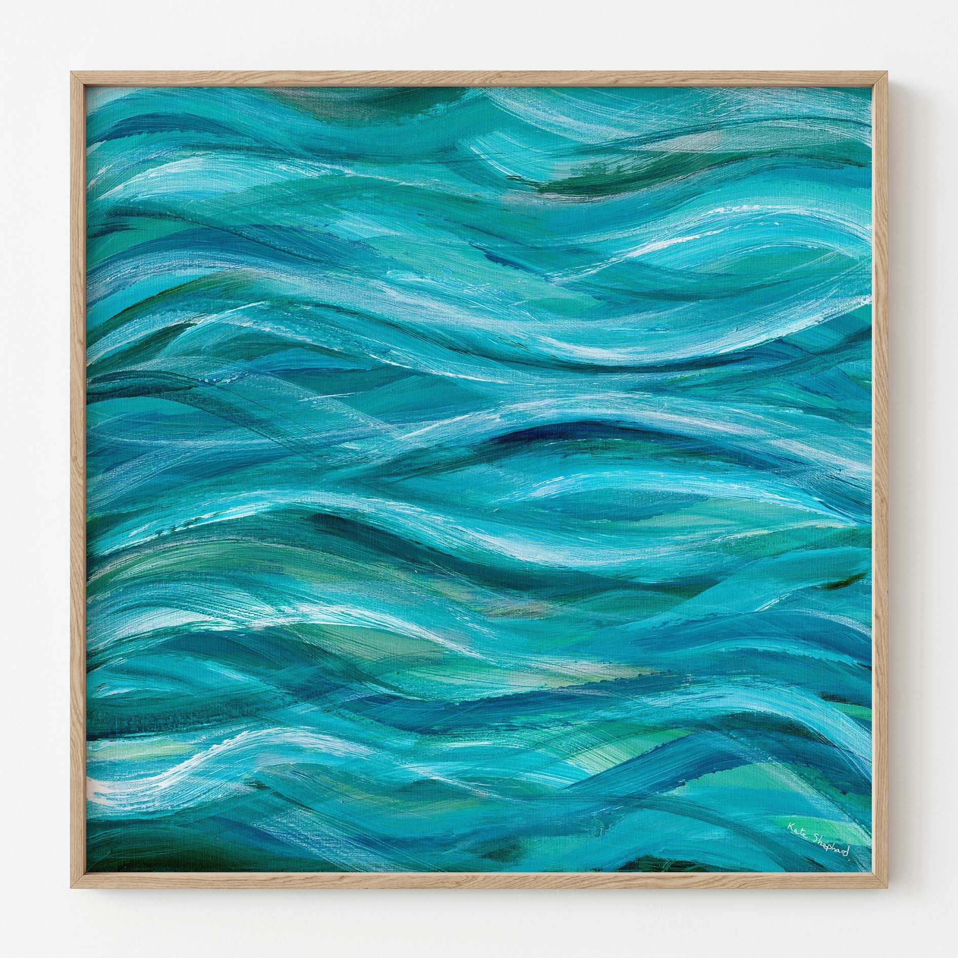 ‘The Sea Beneath Us Is Deep’ Abstract Coastal Art Print, Blue Teal and Turquoise Ocean Wall Art, Contemporary Seascape Print on Paper