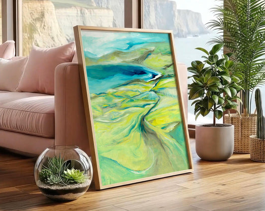 'Along the Worbarrow Path' - Modern landscape print capturing essence of Worbarrow Bay Dorset.