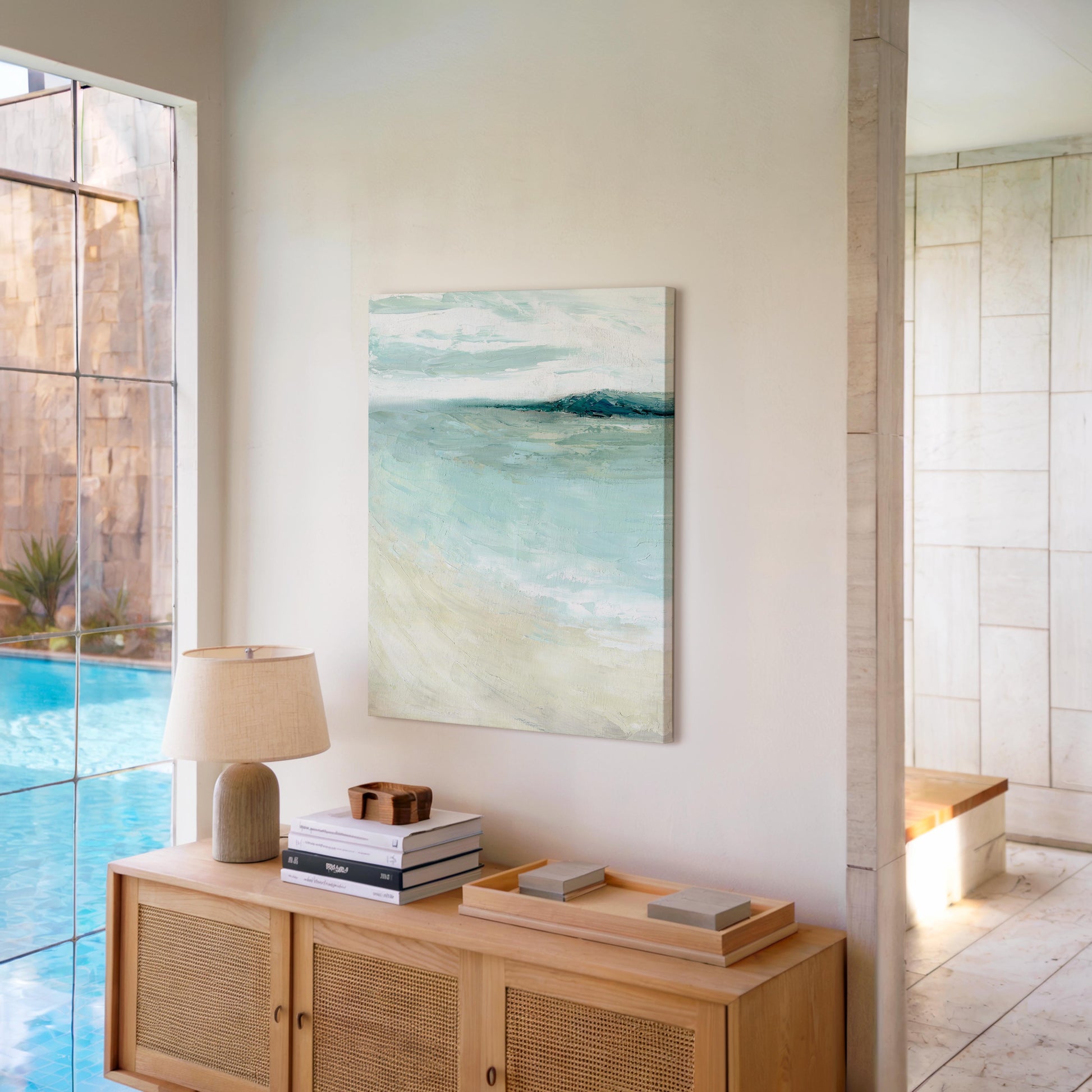 ‘Bramble Bush Bay Shores’ - Soothing sea view abstract painting in oils.