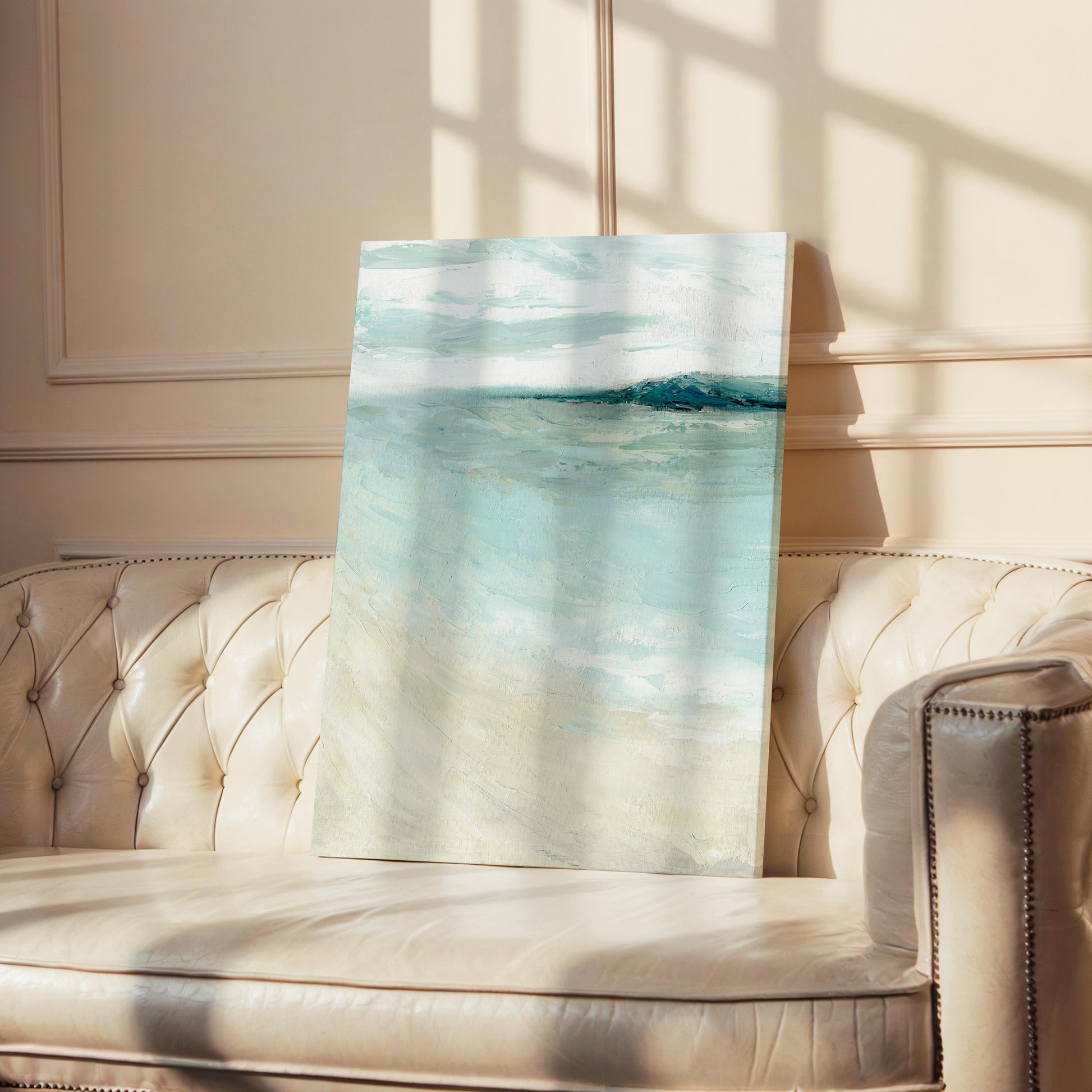 ‘Bramble Bush Bay Shores’ - Abstract seascape artwork evoking stillness and calm.