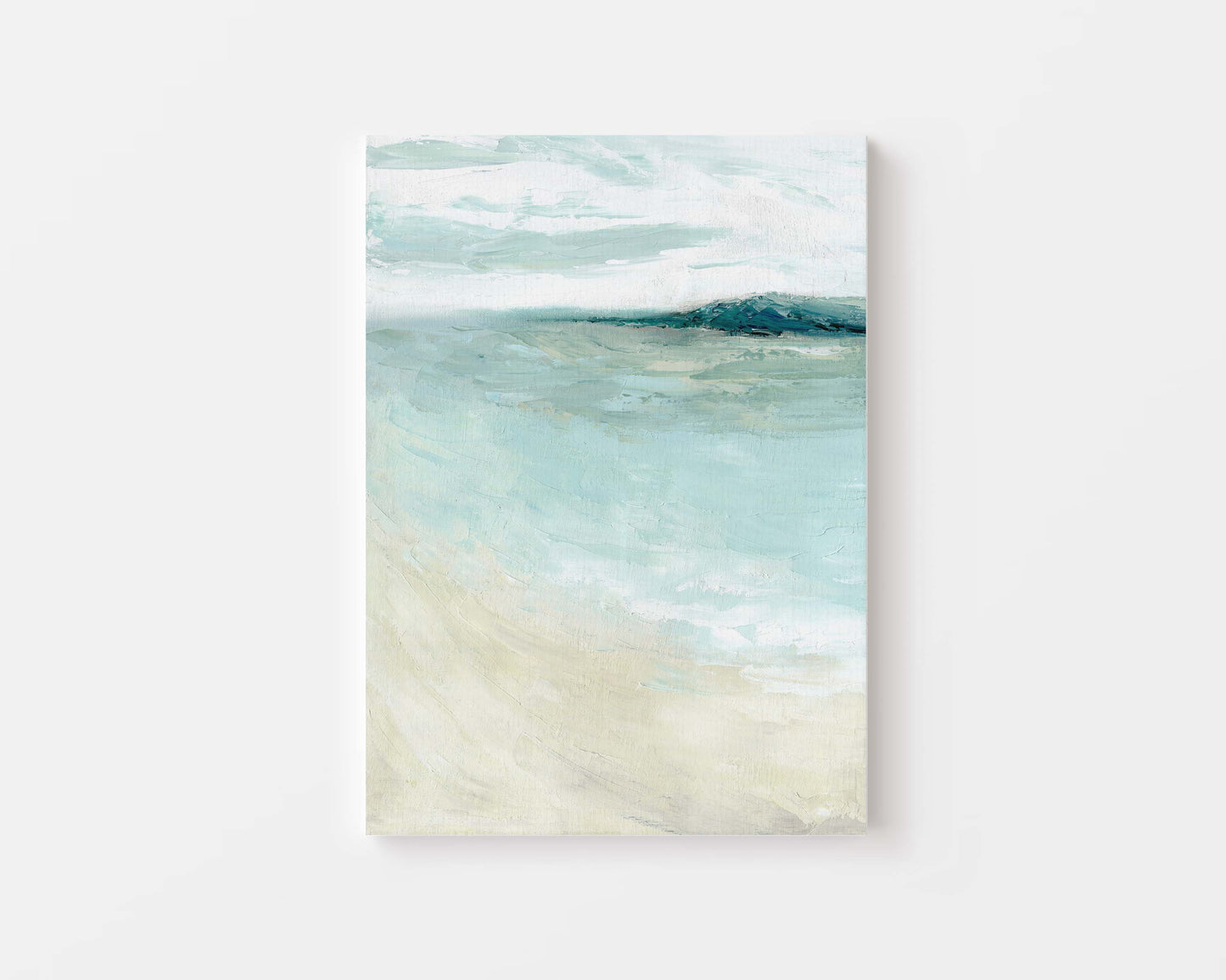 ‘Bramble Bush Bay Shores’ - Abstract coastal canvas print with duck egg blues and sandy tones.