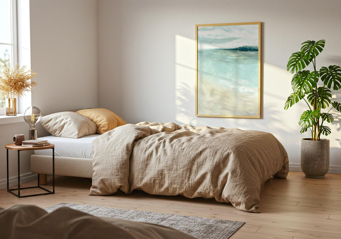 ‘Bramble Bush Bay Shores’ – elegant coastal print evoking calm and stillness.