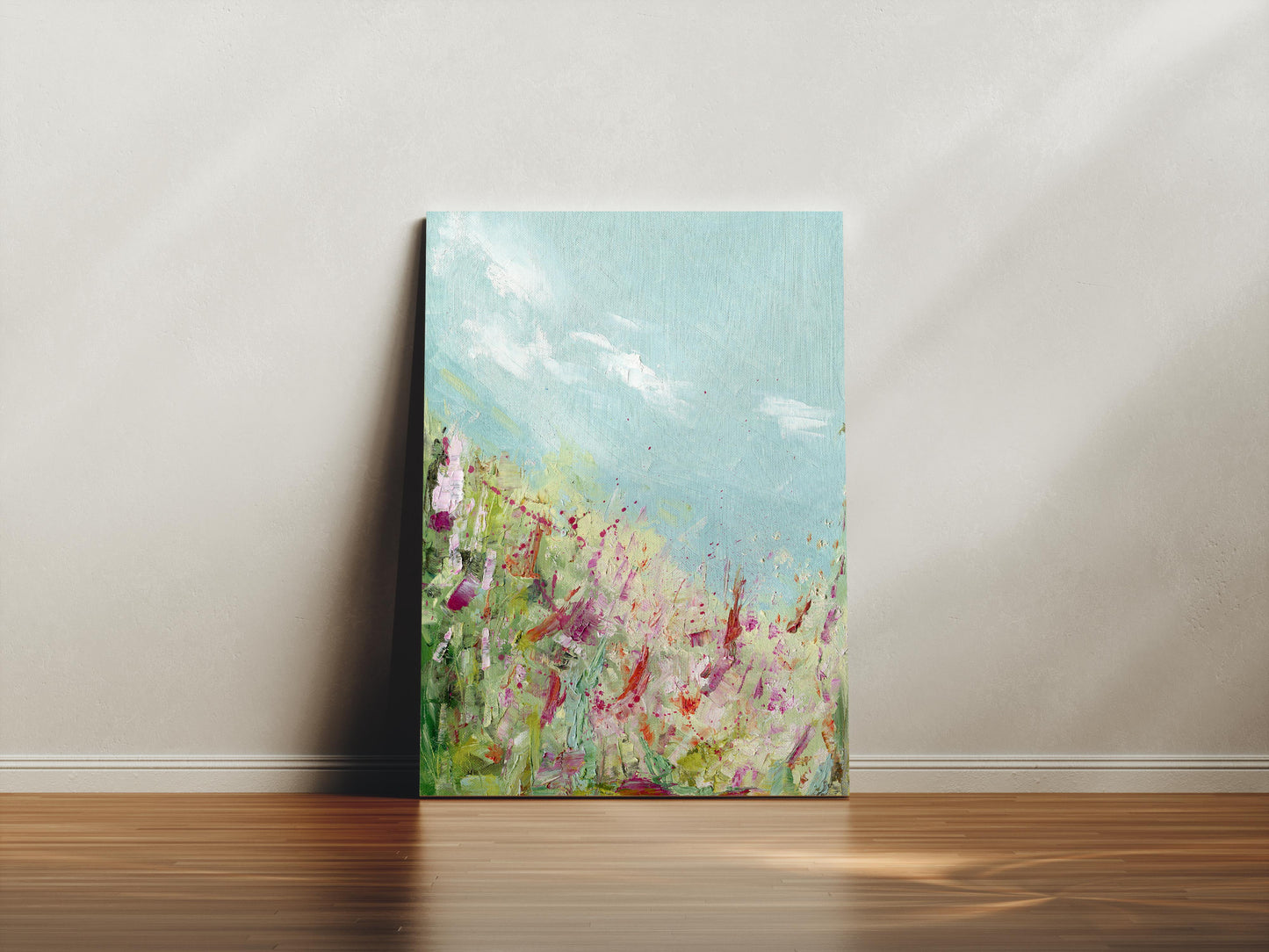 ‘Colours of the Field’ - Vibrant meadow-inspired wall art in pinks and yellows.