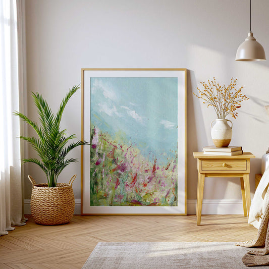 ‘Colours Of The Field’ – fine art print of a colourful abstract flower field.