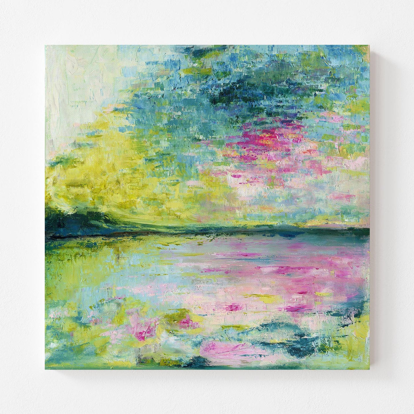‘Echoes in Still Water’ Abstract Waterscape Canvas Wall Art Print, Tranquil Coastal Painting, Modern Minimalist Ocean Decor