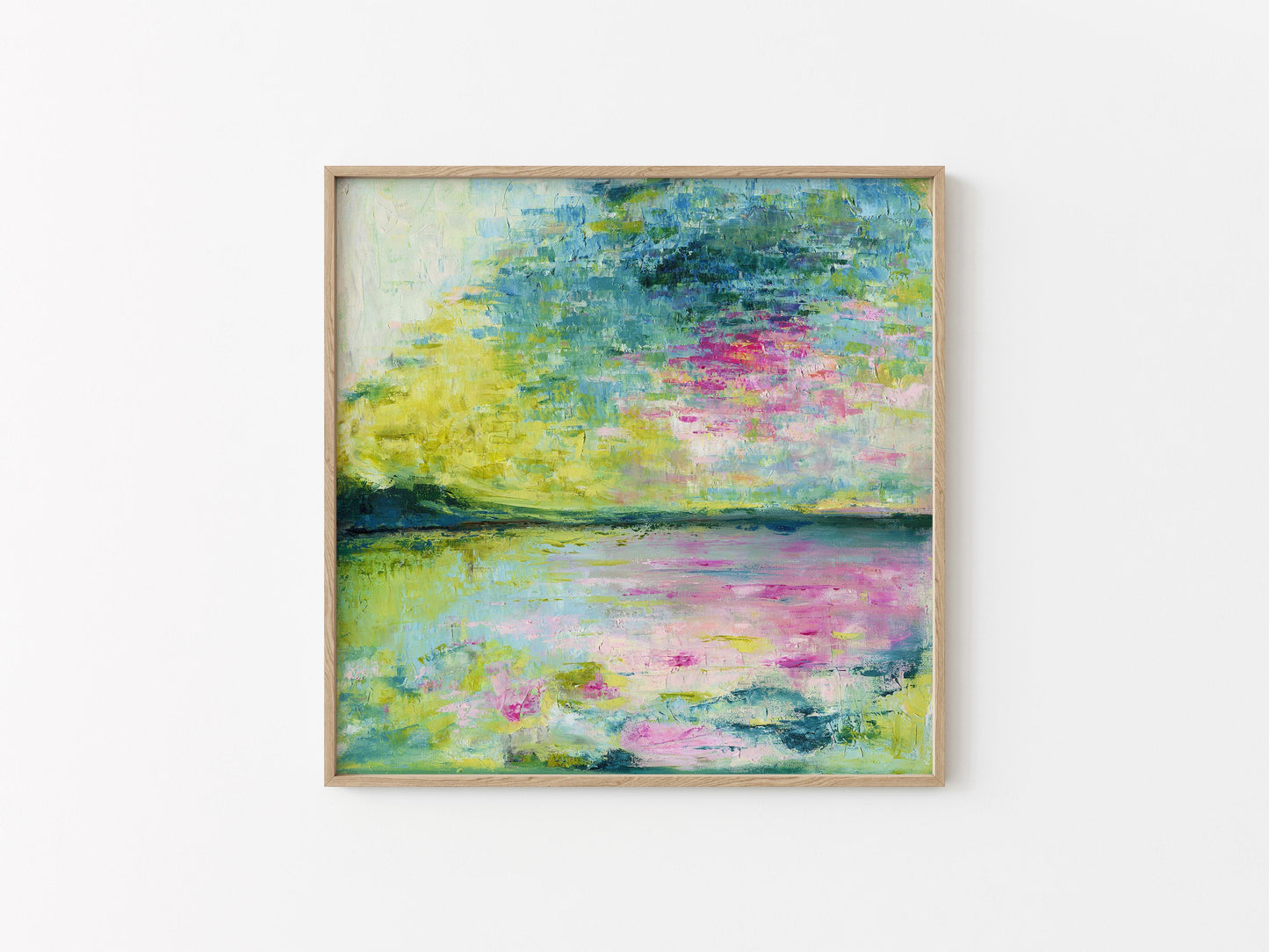 ‘Echoes in Still Water’ – calming blue abstract print inspired by water, light, and reflection.
