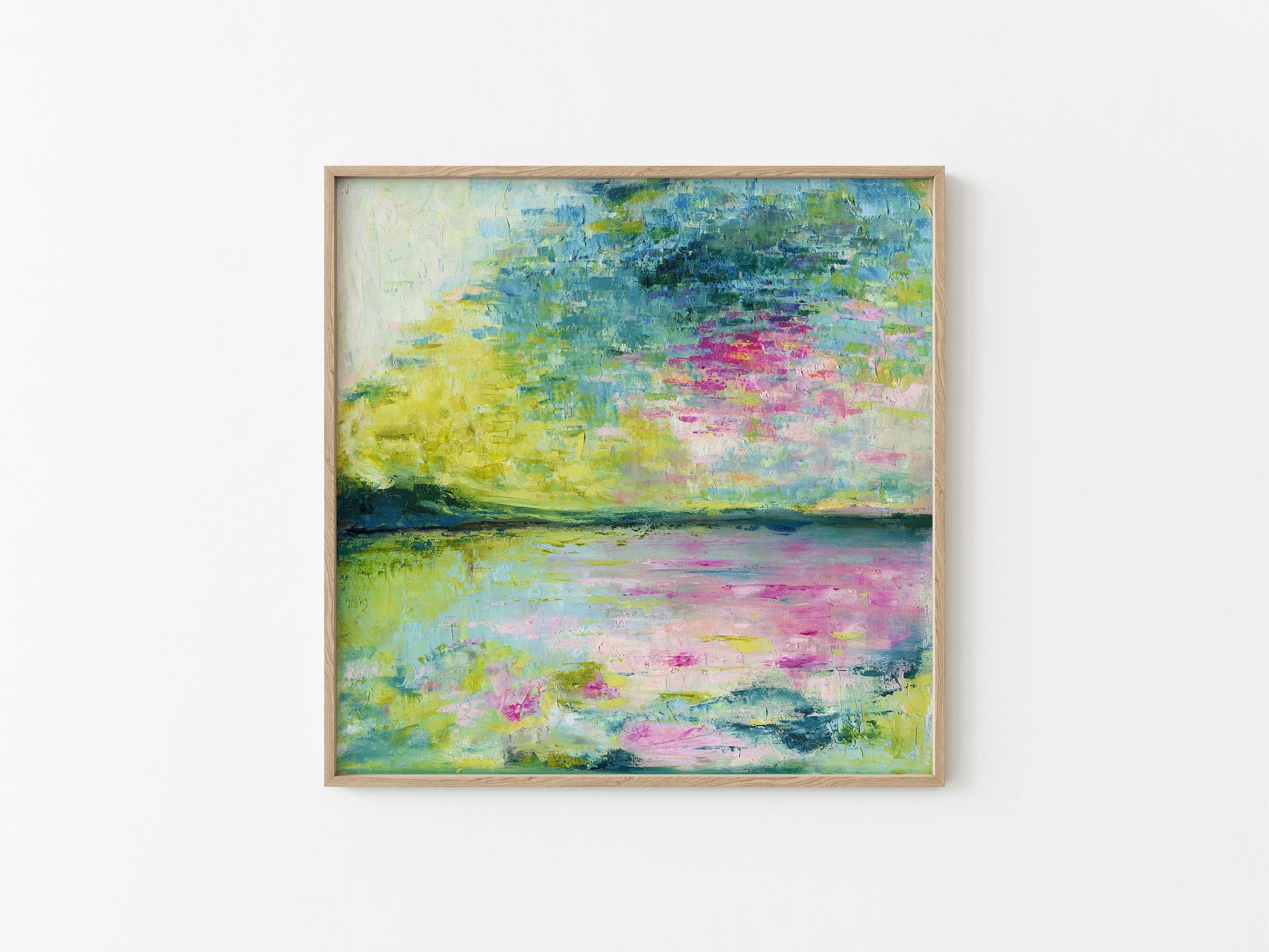 ‘Echoes in Still Water’ – calming blue abstract print inspired by water, light, and reflection.