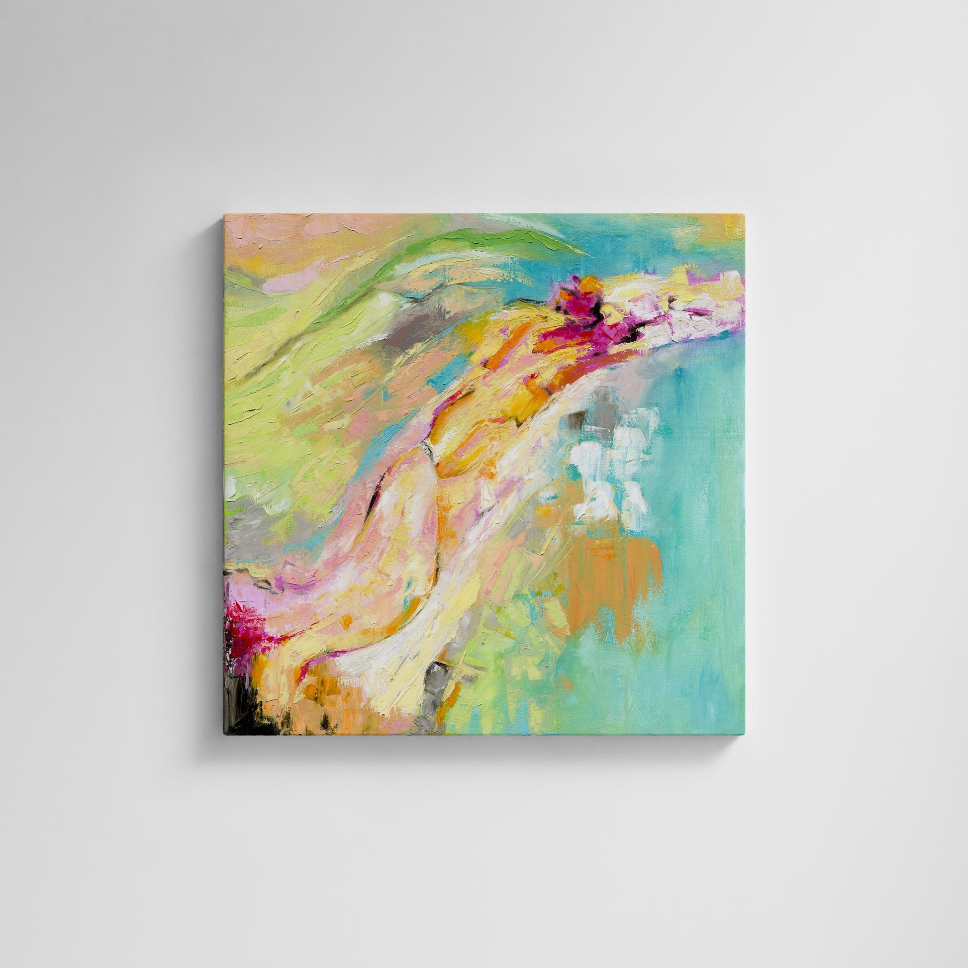 ‘Endless Summer’ – abstract art print in pink, coral, and turquoise tones.