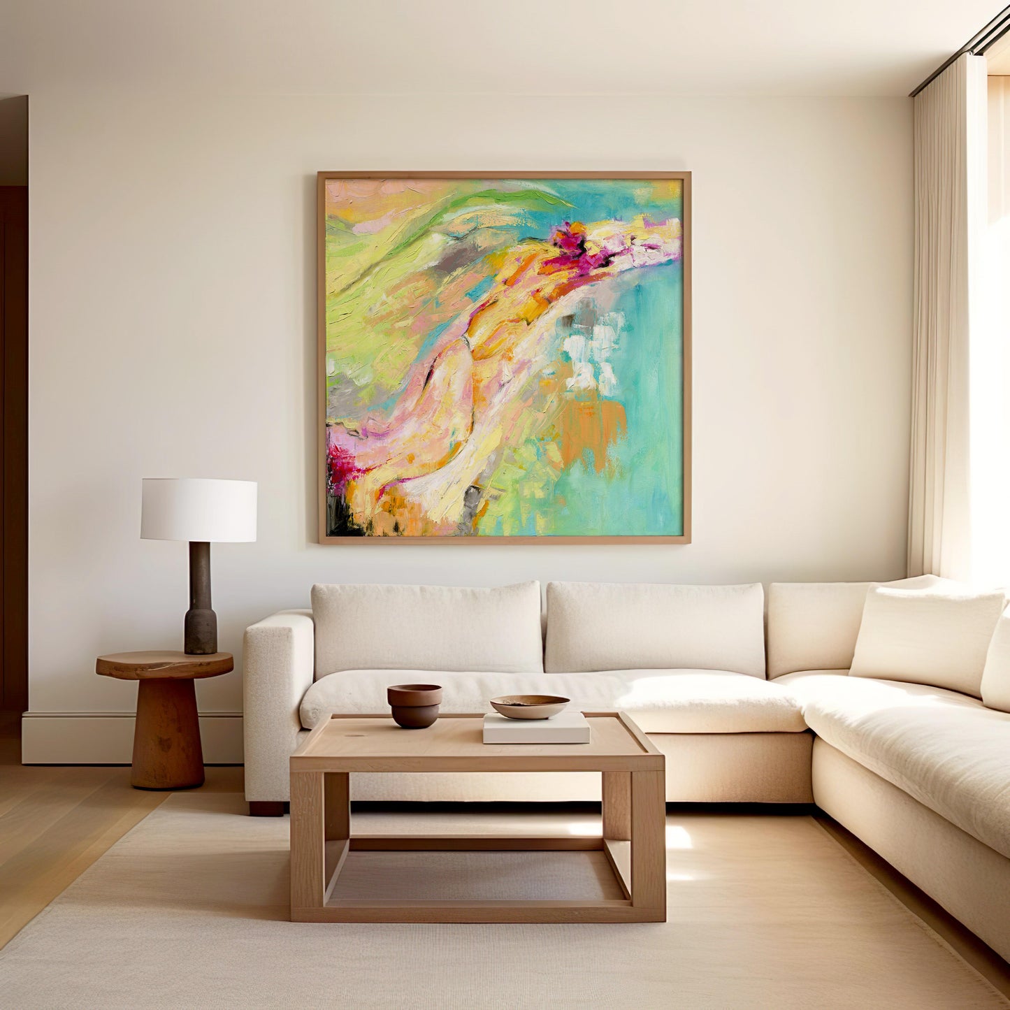 ‘Endless Summer’ – expressive brushstrokes in warm and minty hues.