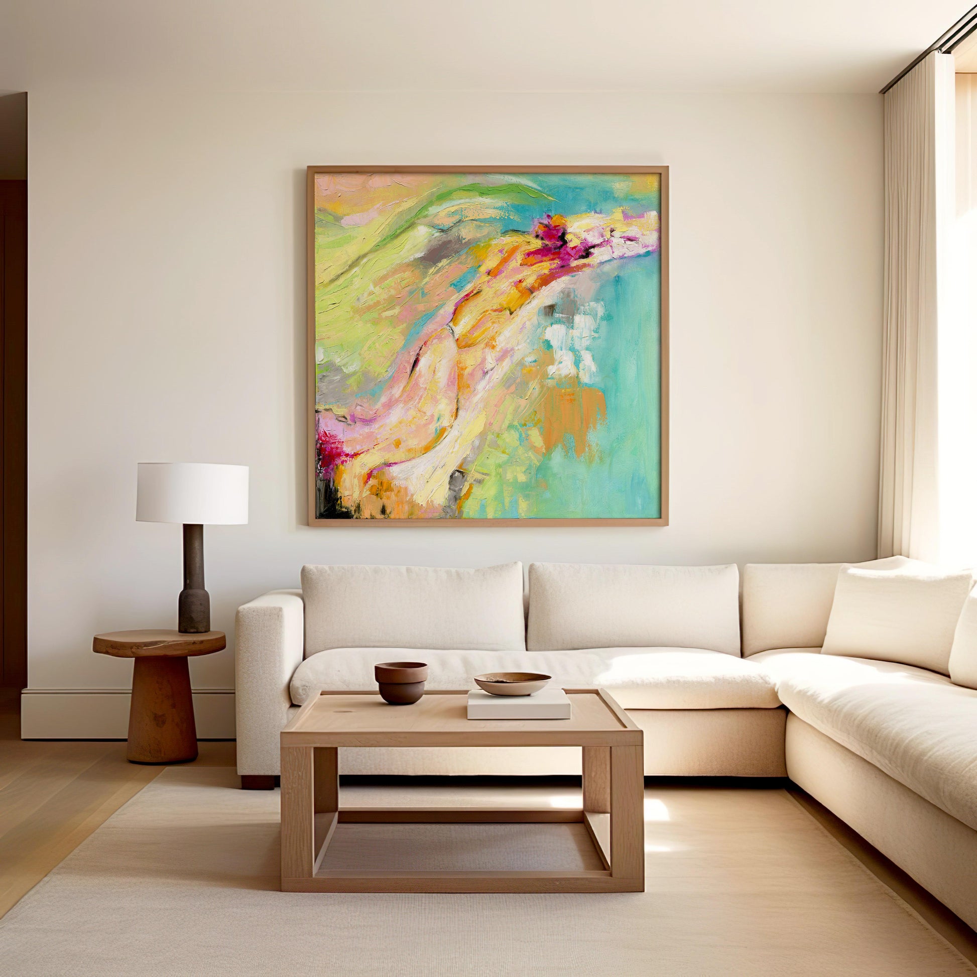 ‘Endless Summer’ – expressive brushstrokes in warm and minty hues.