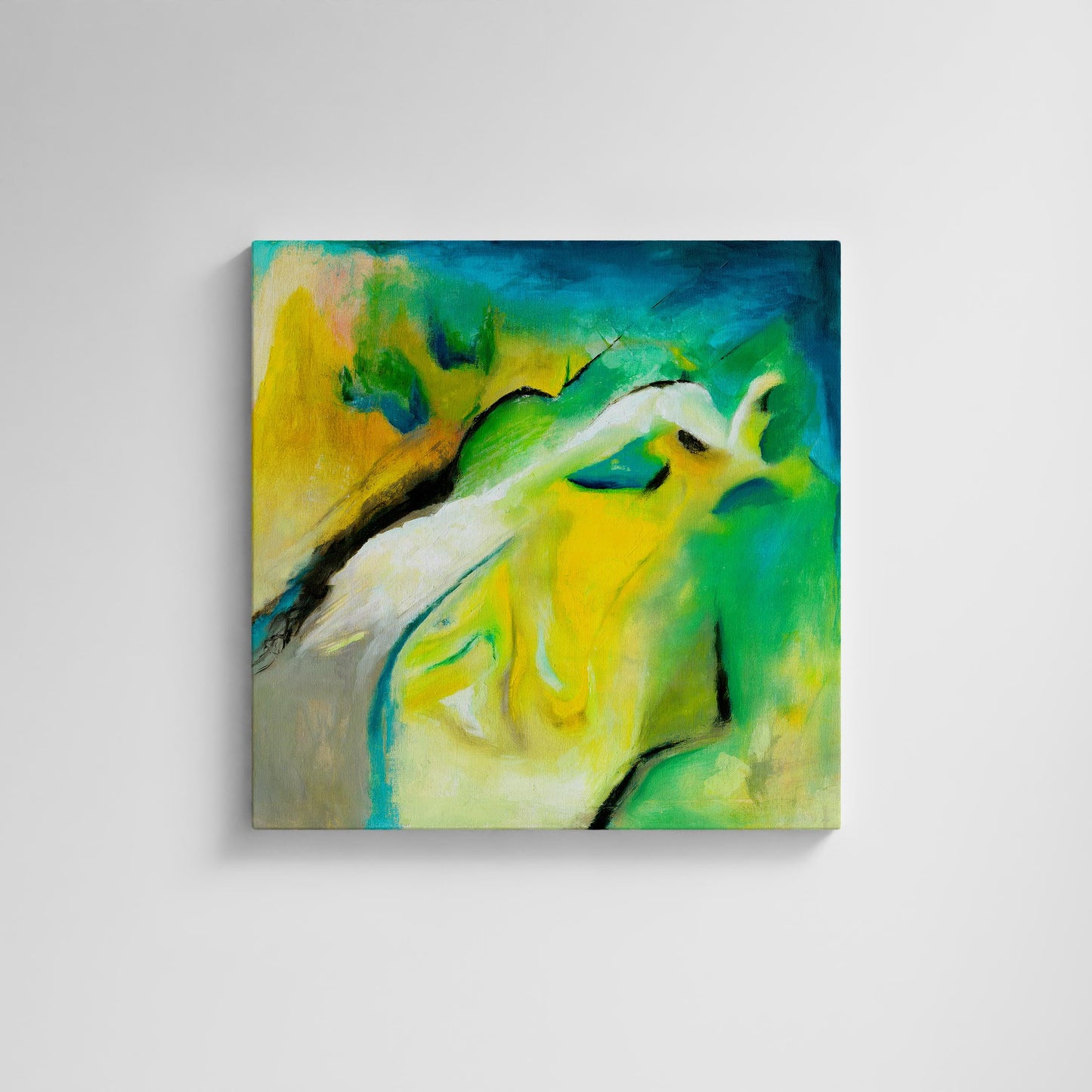 ‘Leap of Faith’ – modern abstract painting symbolising courage and flow.