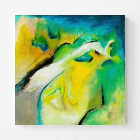 ‘Leap of Faith’ Vibrant Abstract Canvas Wall Art Print, Colourful Emotional Painting, Uplifting Modern Home Decor Framed or Unframed