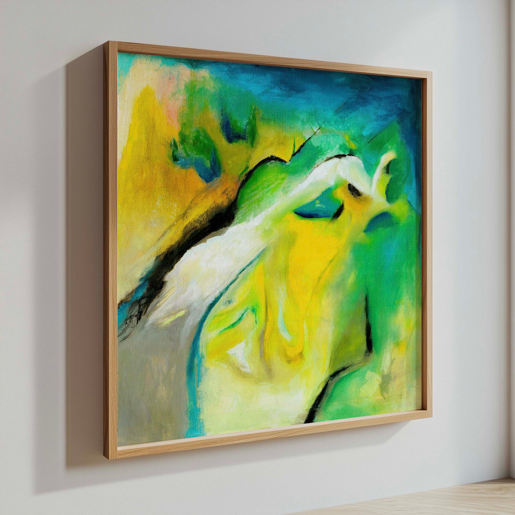 ‘Leap of Faith’ – expressive abstract wall art with soulful energy.