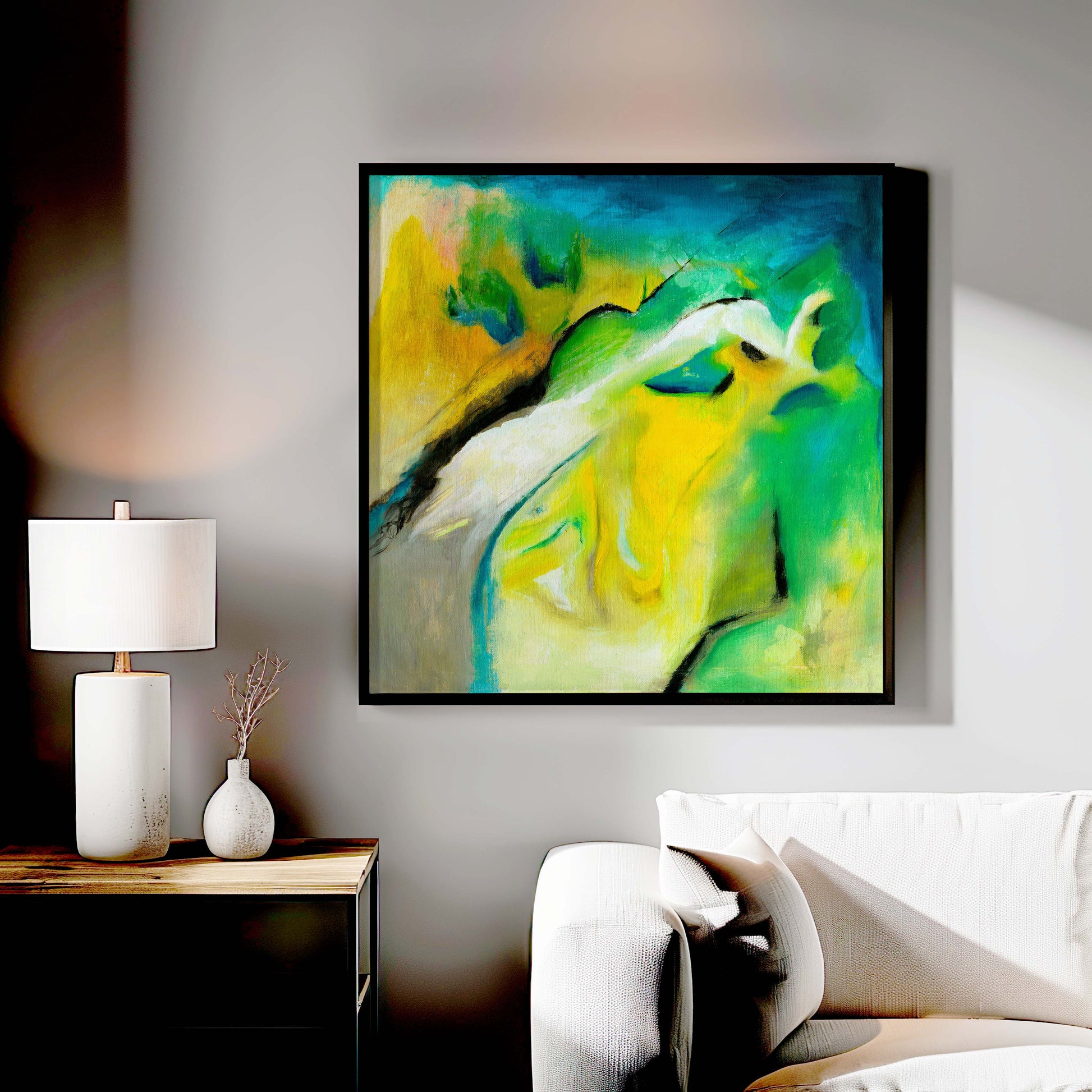 ‘Leap of Faith’ – calming and uplifting art print for serene interiors.