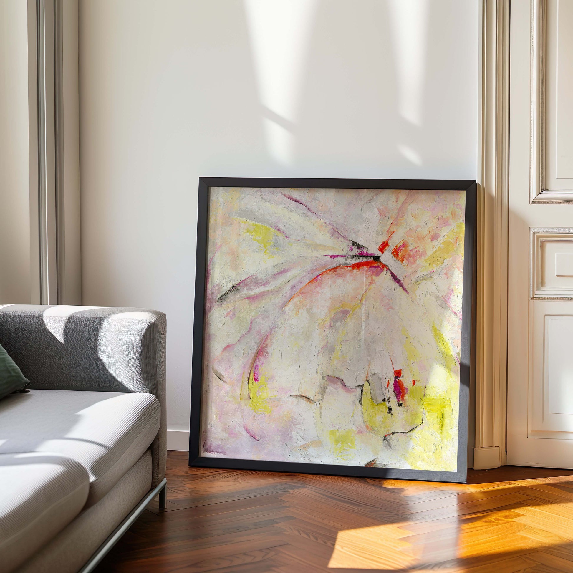 ‘Taking Flight’ – Soft pastel tones create harmony and emotional depth.