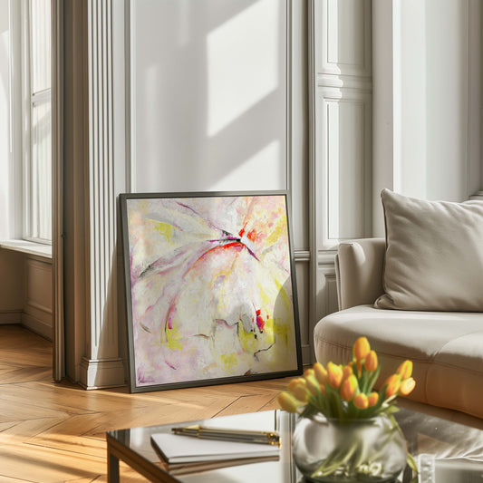 ‘Taking Flight’ – abstract canvas print radiating positivity and light.