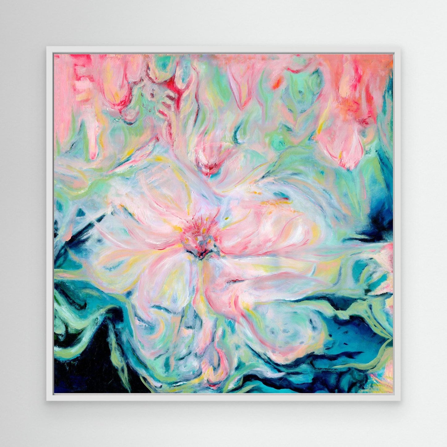 ‘Whispers of Spring’ – abstract floral-inspired art for modern living rooms.