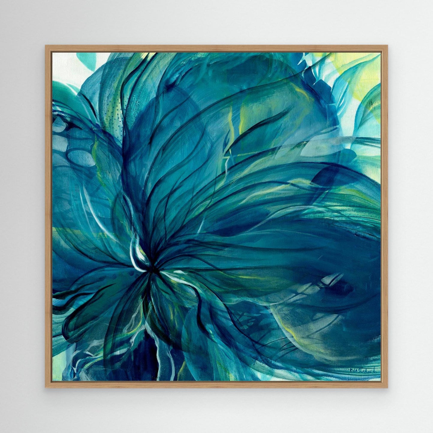 Dancing in the Depths canvas print by Kate Shephard in an oak float frame