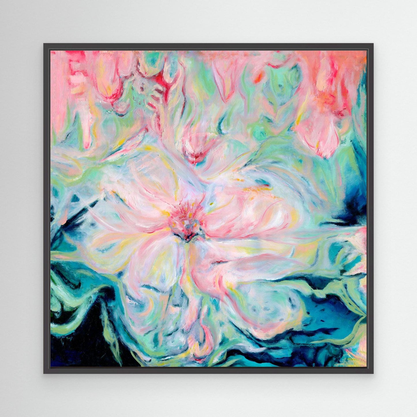 ‘Whispers of Spring’ – peaceful spring-toned artwork on textured canvas.
