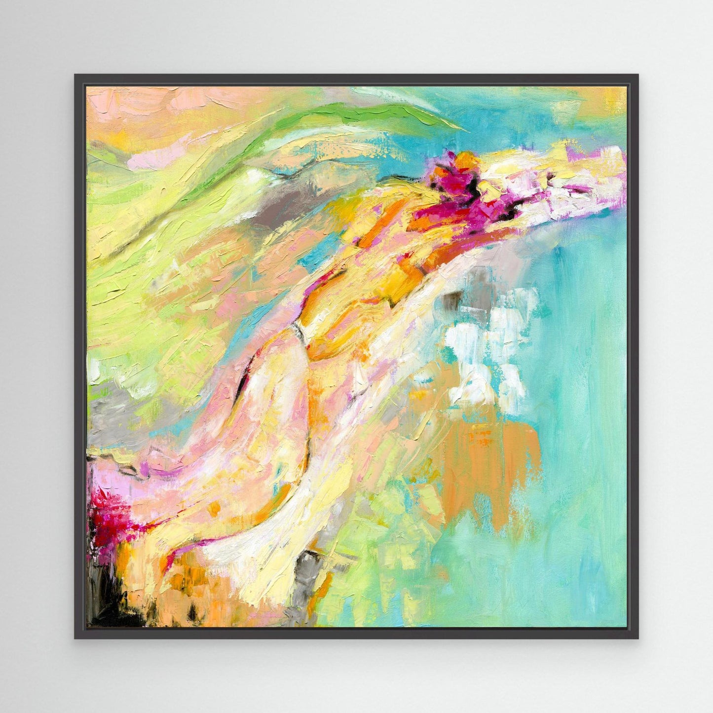 ‘Endless Summer’ – coral and turquoise abstract print for joyful homes.