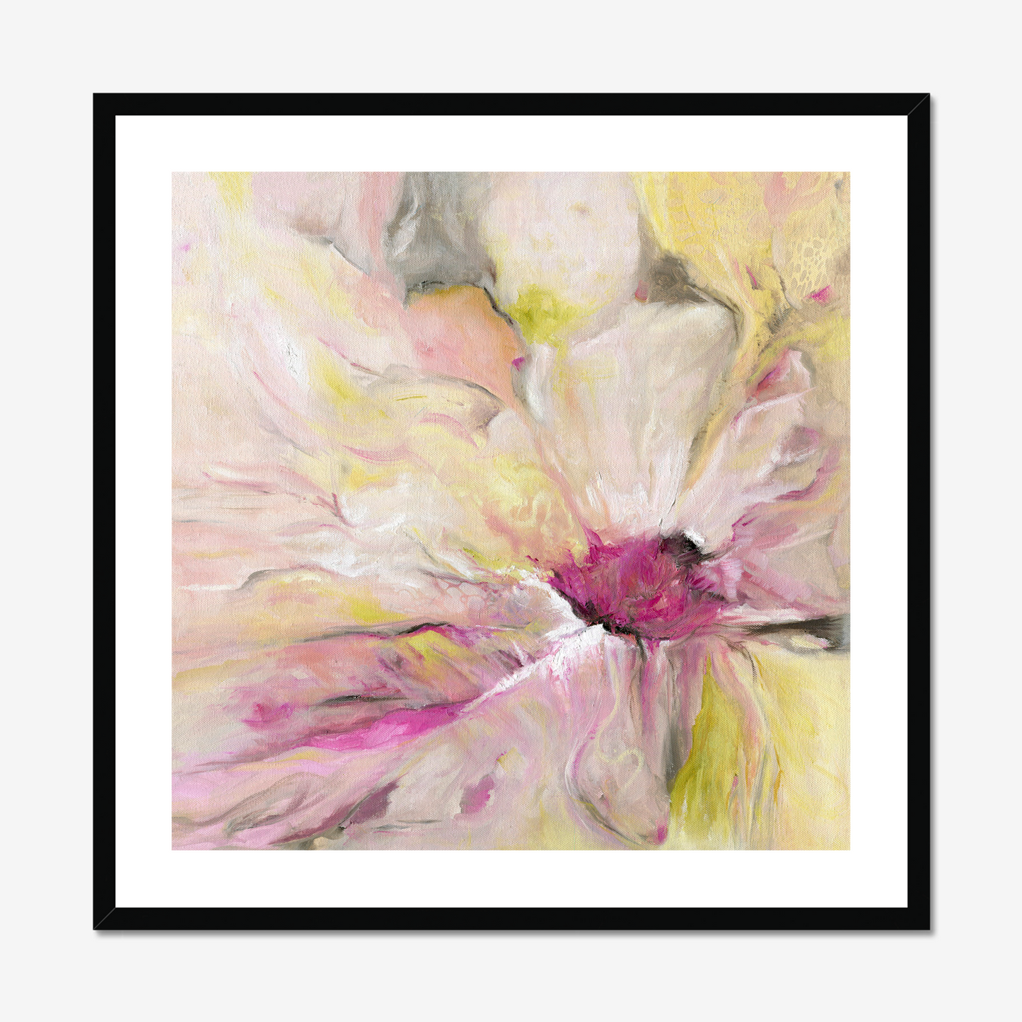 Becoming Art Print in a Black Wood Frame with white mount