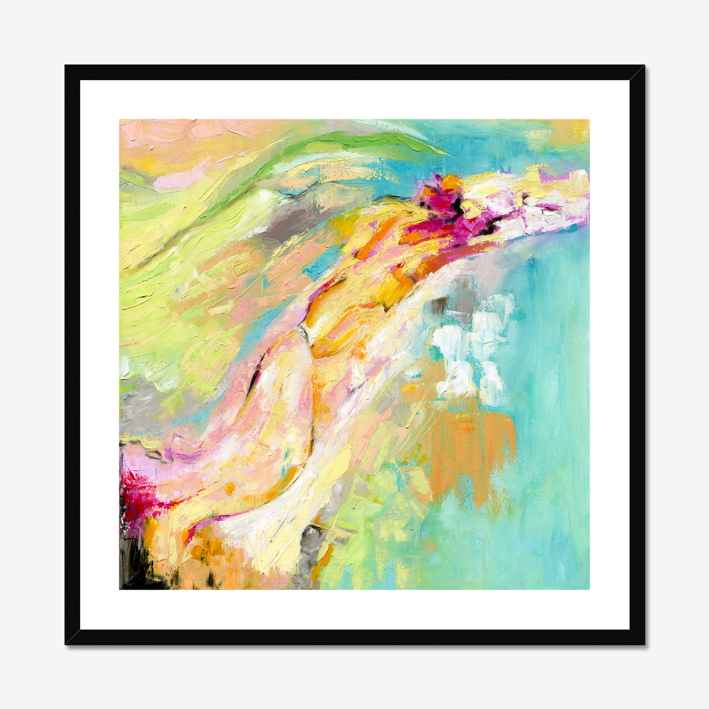 Endless Summer Print in a black wood frame with white mount