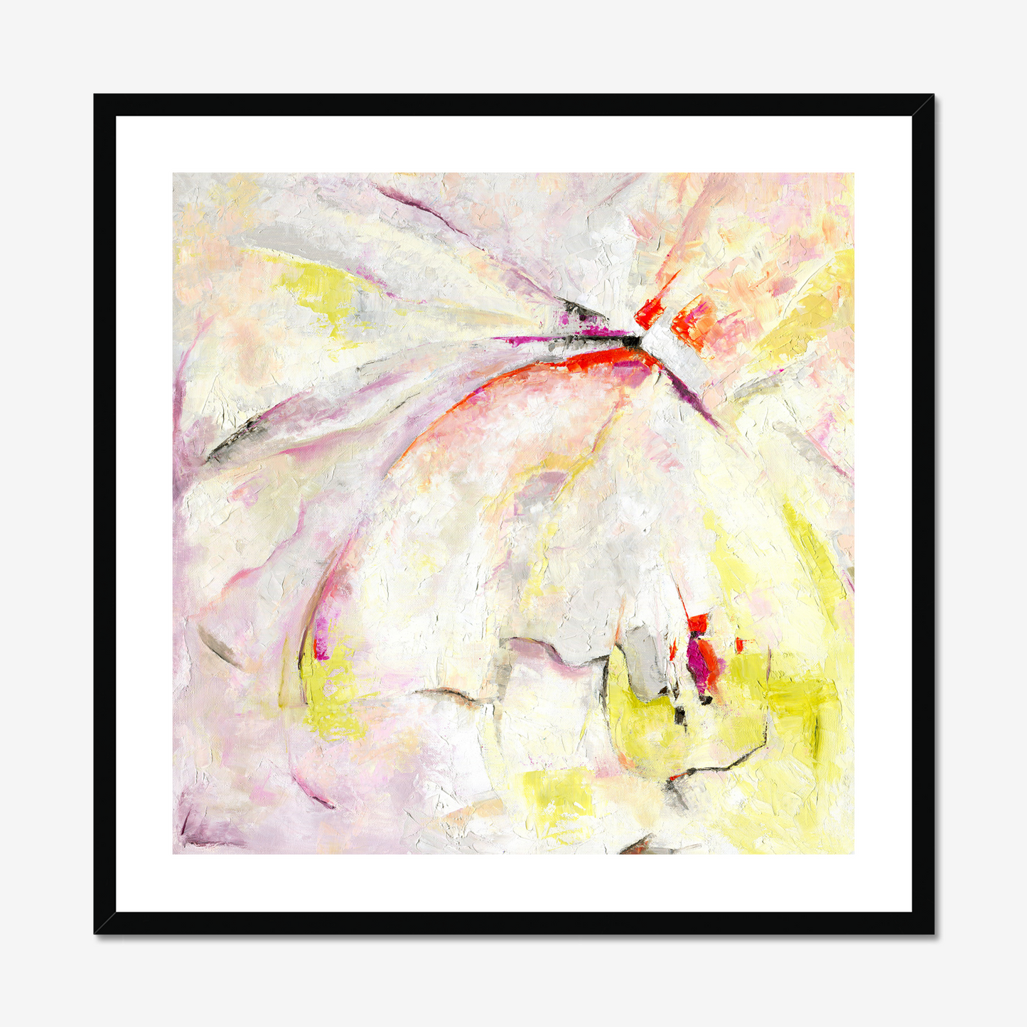 Taking Flight Art print in a black wood frame with a white mount