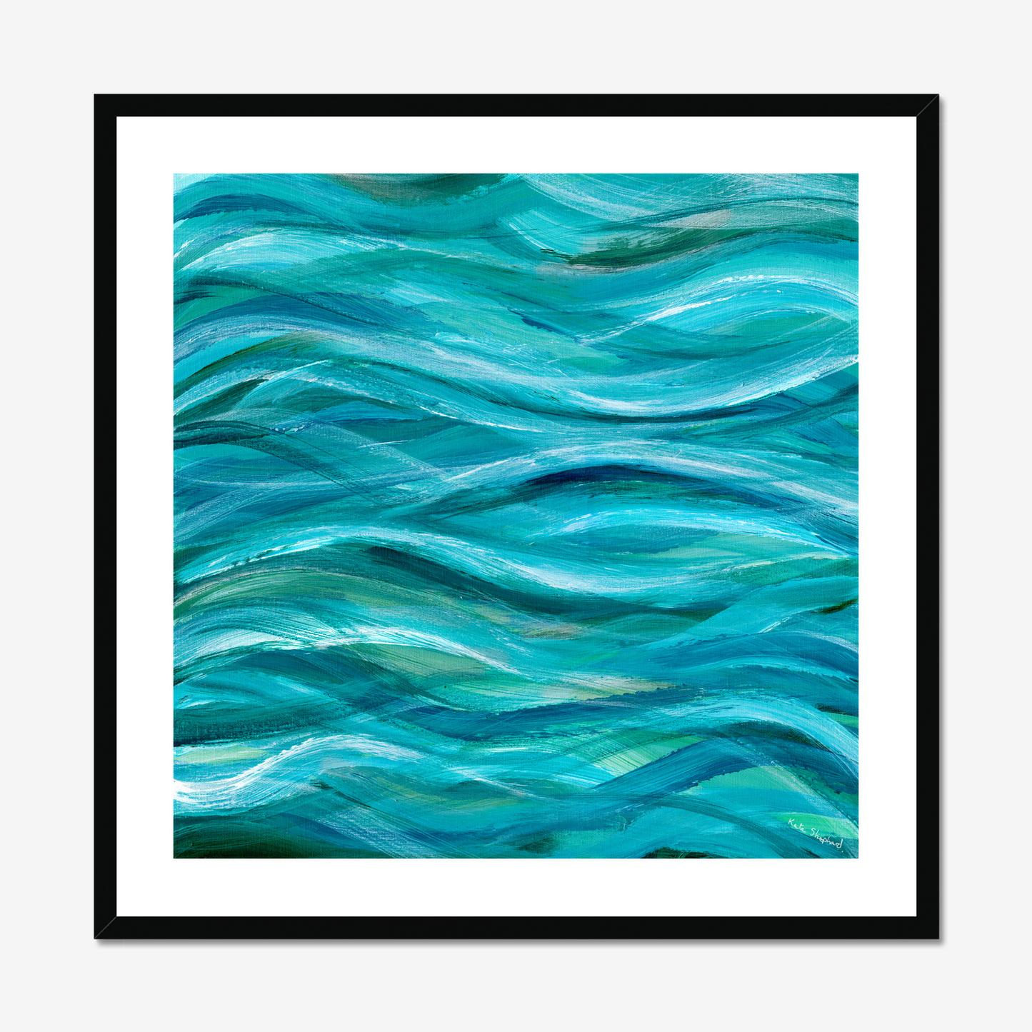 the sea beneath us is deep print in a black frame