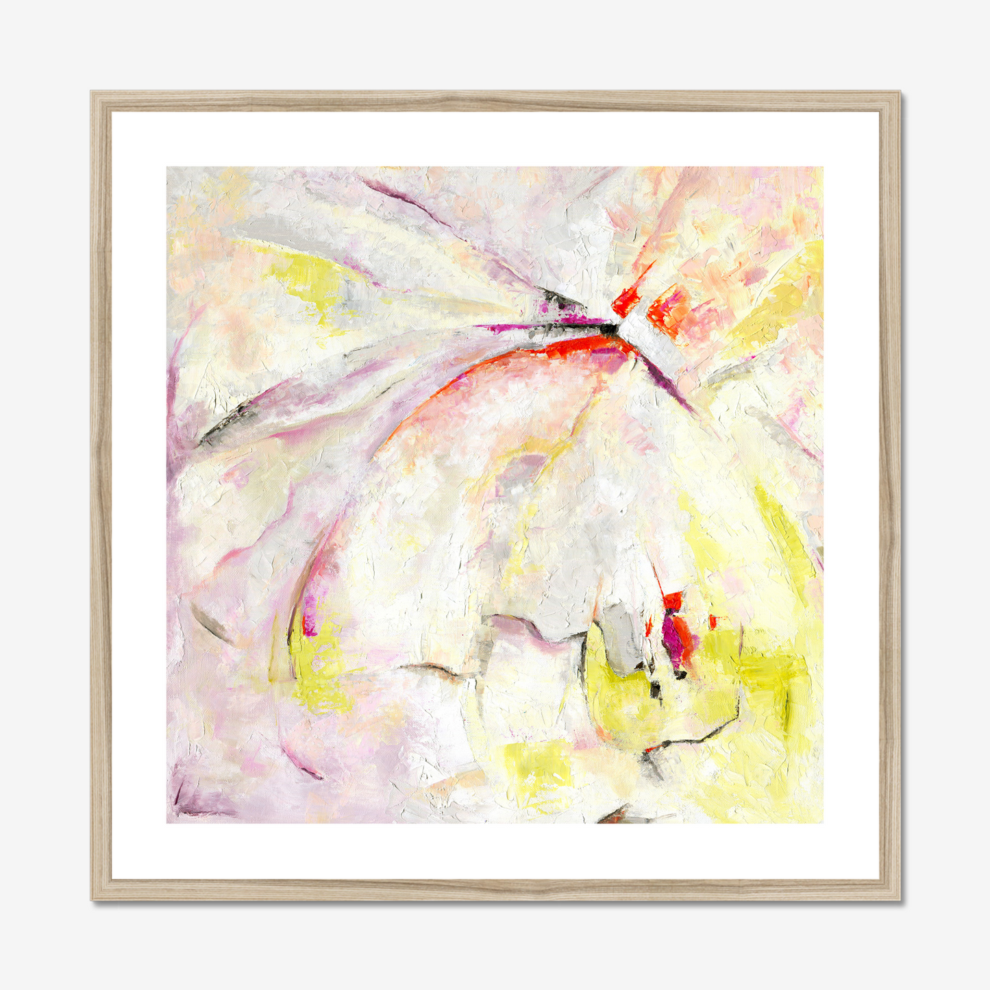 Taking Flight Art print in a naturall wood frame with a white mount