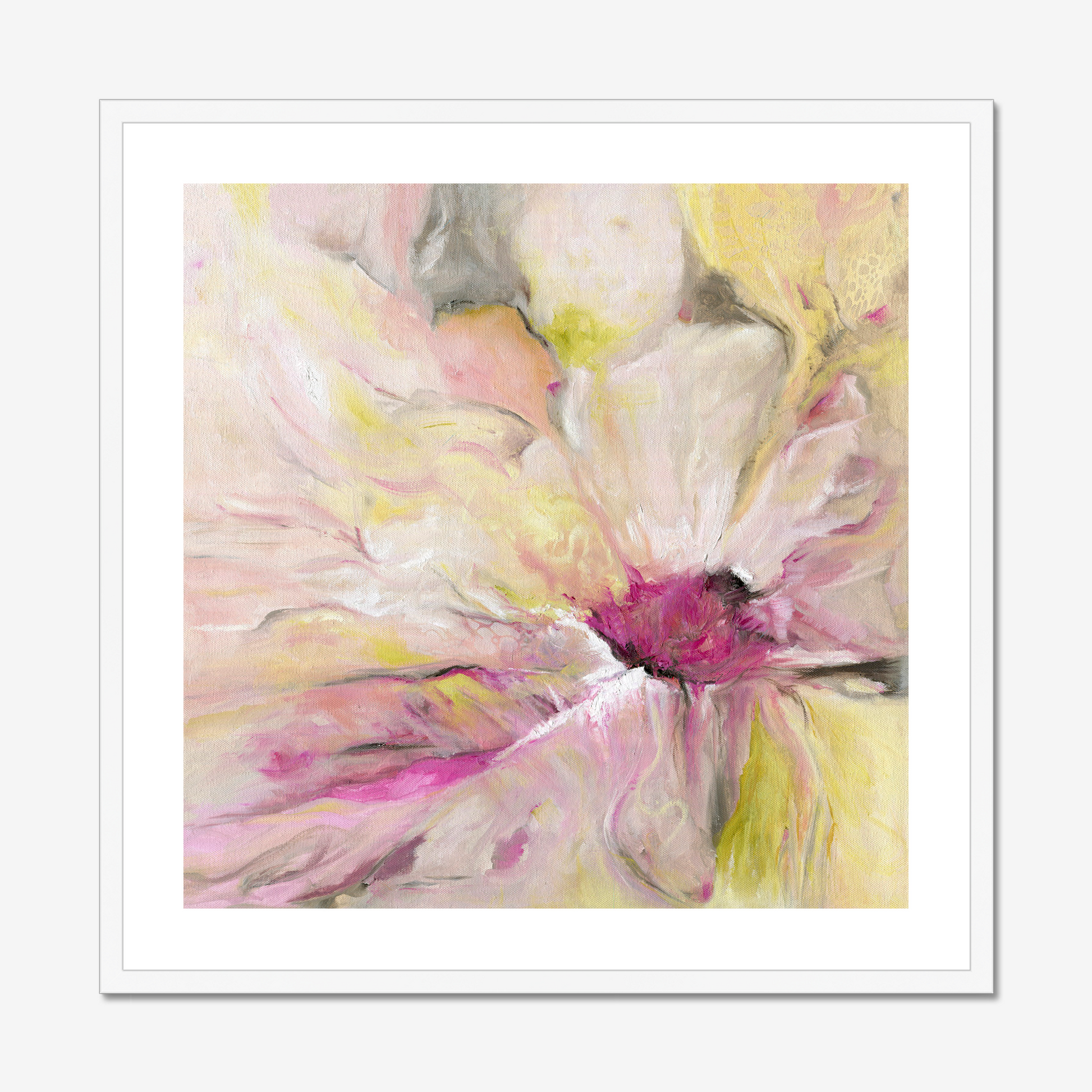 Becoming Art Print in a white Wood Frame with white mount