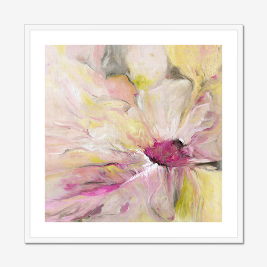 Becoming Art Print in a white Wood Frame with white mount