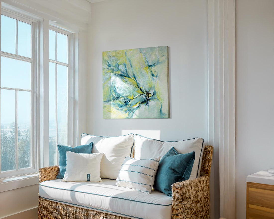 ‘Whispers of Midwinter’ – soft winter abstract with gentle brushwork and glow. One of my Abstract Winter Art Paintings about winter