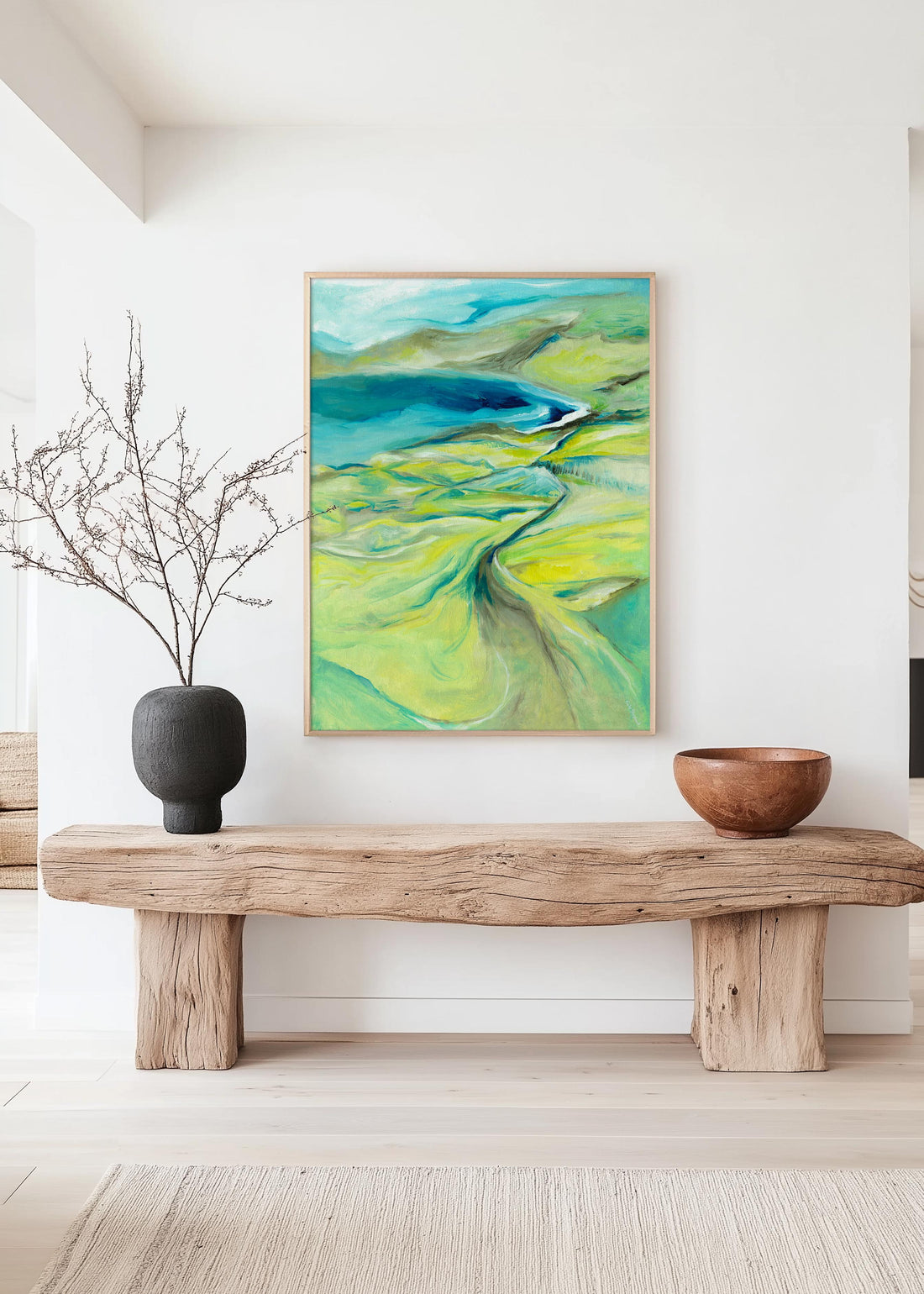 Dorset Landscape 'Along the Worbarrow Path' - Colourful escape into beauty with turquoise and green palette by Dorset Artist Kate Shephard