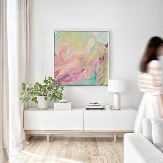 colourful artwork on the wall - spring time decor