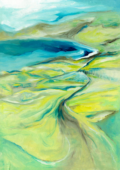 Along the worbarrow path coastal seascape south west coast path print by Dorset Artist Kate Shephard
