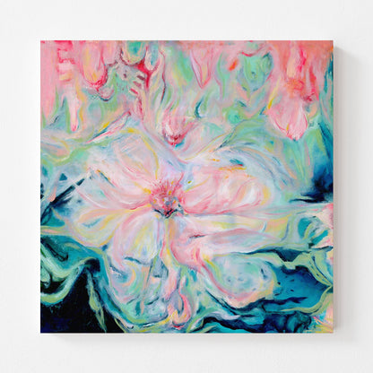‘Whispers of Spring’ Abstract Floral-Inspired Canvas Wall Art, Soft Pastel Painting Print About New Beginnings, Modern Home Decor