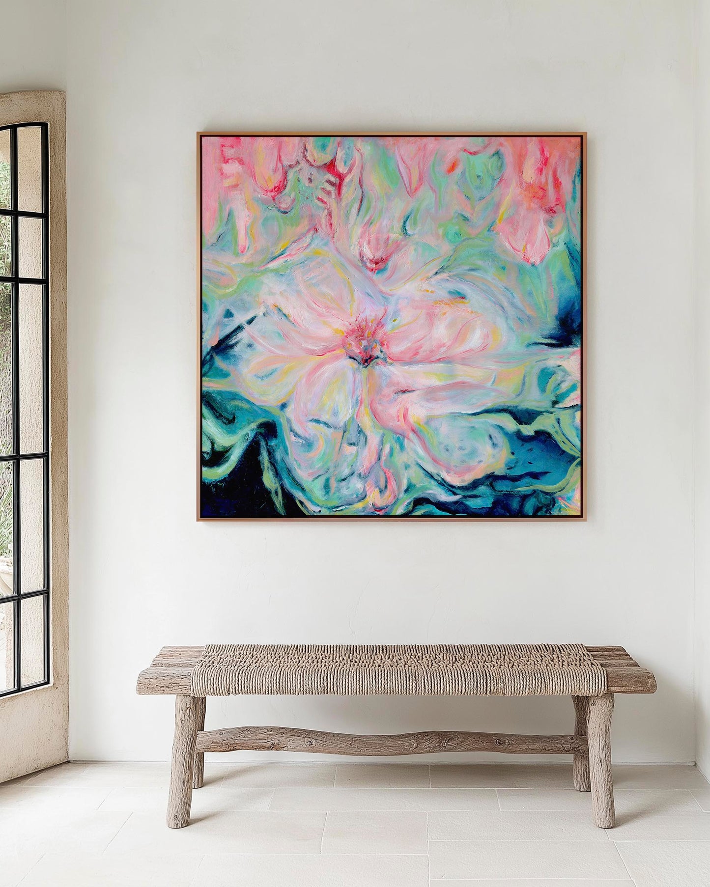 ‘Whispers of Spring’ - Abstract Floral Painting Canvas Wall Art Print in gentle spring tones.