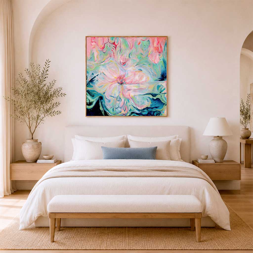 ‘Whispers of Spring’ - Abstract Floral Painting Canvas Wall Art Print in gentle spring tones.