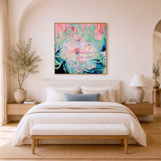 ‘Whispers of Spring’ - Abstract Floral Painting Canvas Wall Art Print in gentle spring tones.