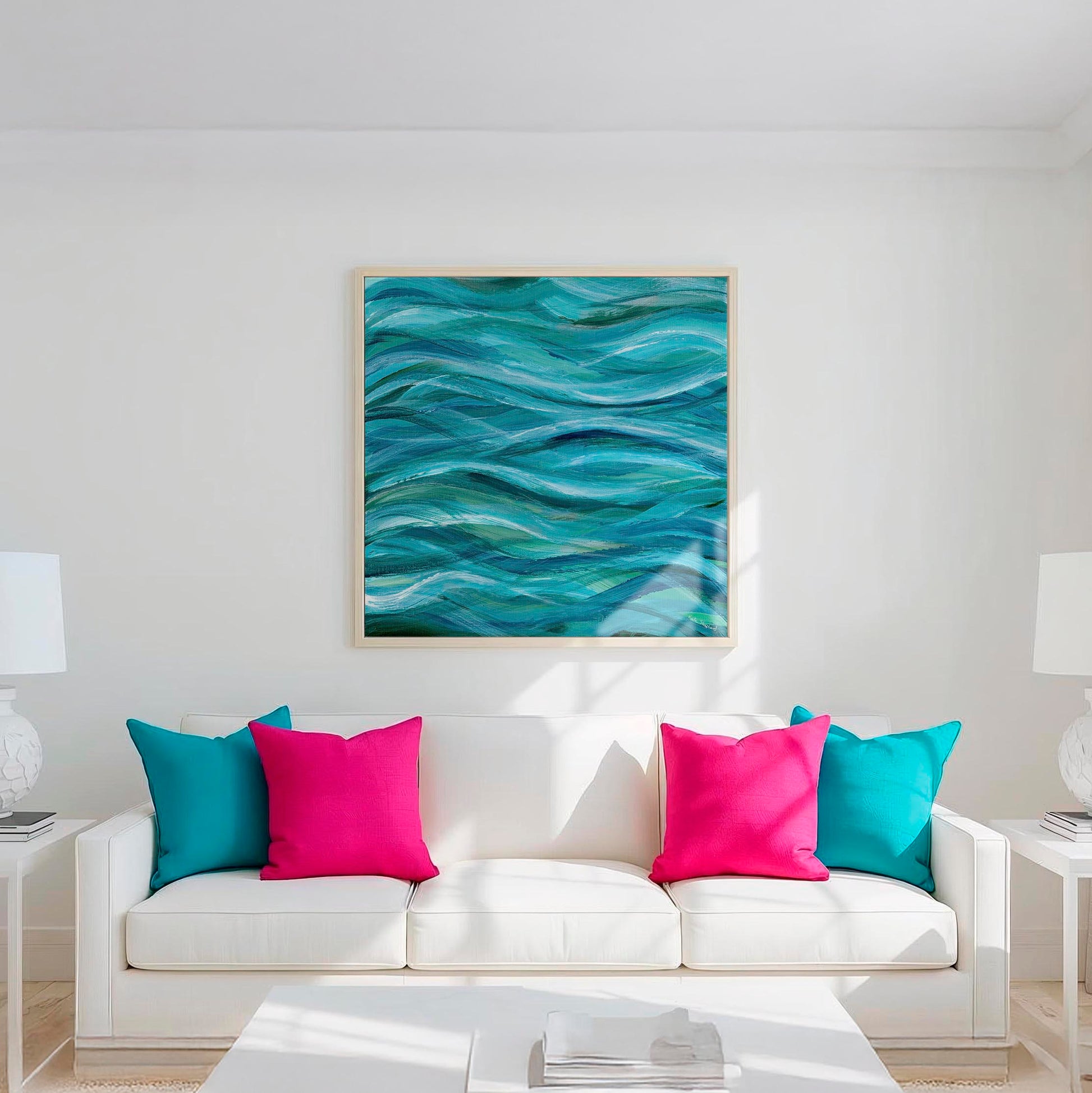 ‘The Sea Beneath Us is Deep’ Abstract Ocean-Inspired Canvas Art Print