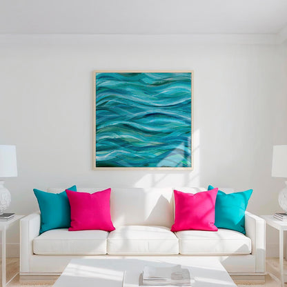 ‘The Sea Beneath Us is Deep’ Abstract Ocean-Inspired Canvas Art Print