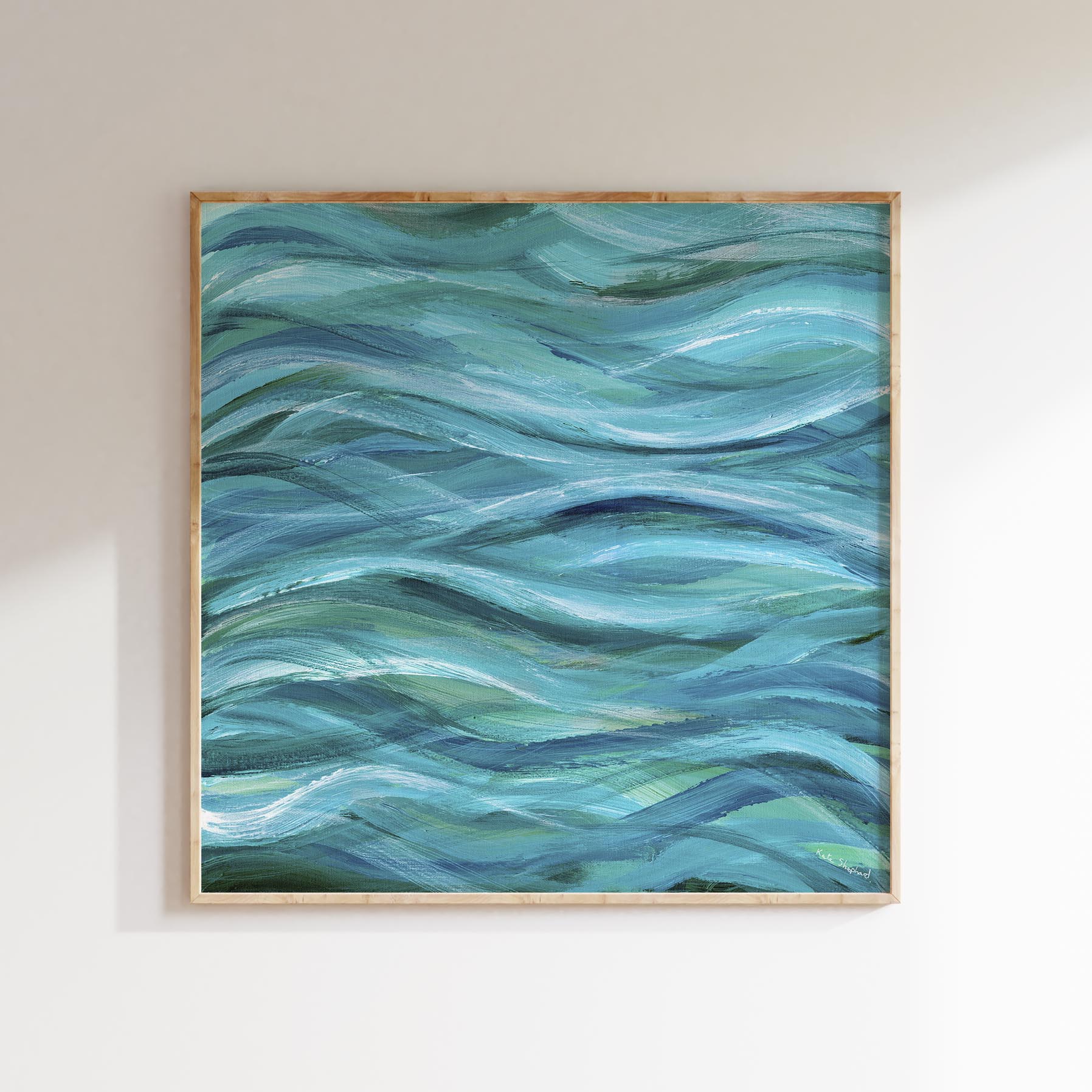 pls can u do 'the sea beneath us is deep'1:06 PMClaude responded: 'The Sea Beneath Us is Deep' - A contemplative abstract waterscape canvas print in sweeping blue, teal and turquoise — bold yet meditative oil painting about t…'The Sea Beneath Us is Deep' - A contemplative abstract waterscape canvas print in sweeping blue, teal and turquoise — bold yet meditative oil painting about the vast, quiet wisdom that lies beneath the ocean's surface, by Kate Shephard Art.