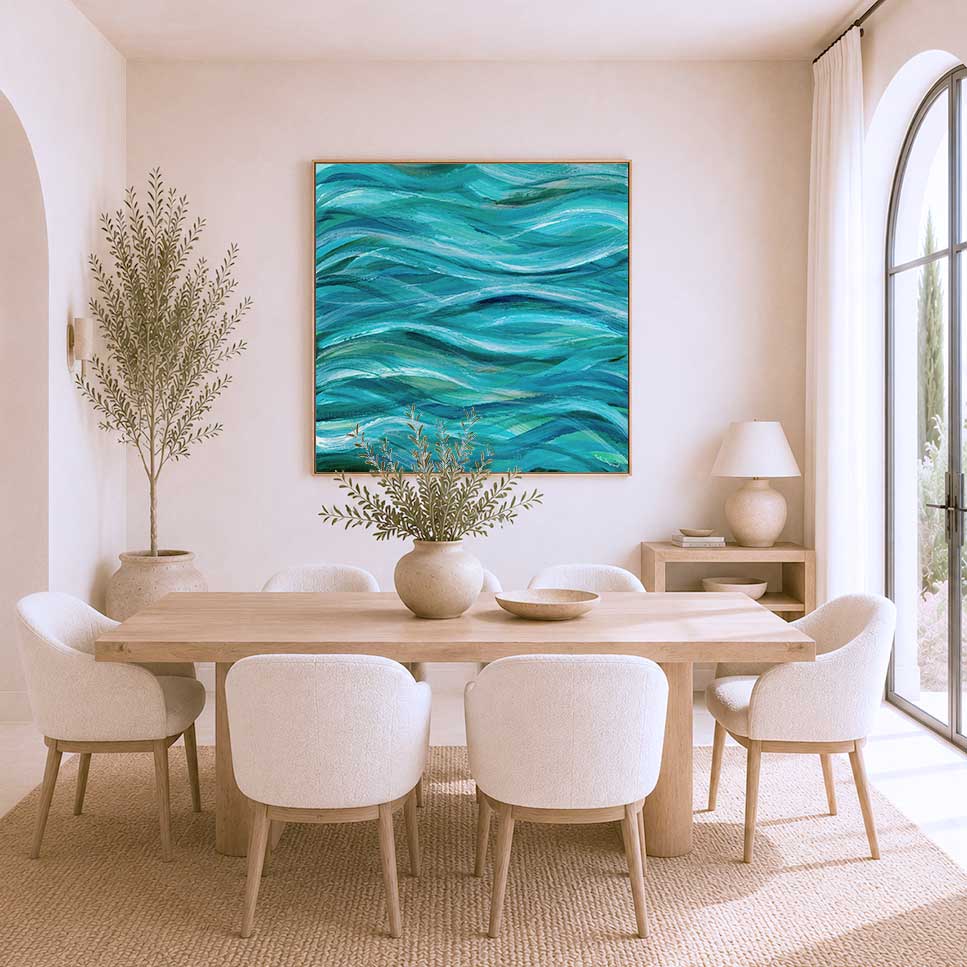 ‘The Sea Beneath Us is Deep’ - Abstract Blue Ocean Waves Artwork Canvas Art Print