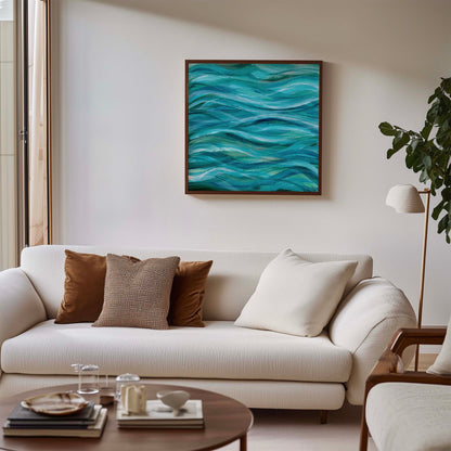 ‘The Sea Beneath Us Is Deep’ – modern abstract ocean print full of depth and calm.