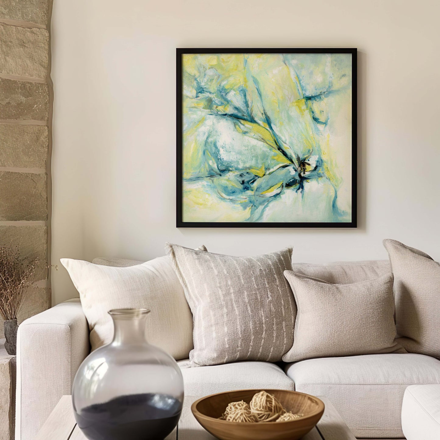 ‘Whispers of Midwinter’ – modern abstract winter print with soft flowing brushstrokes.