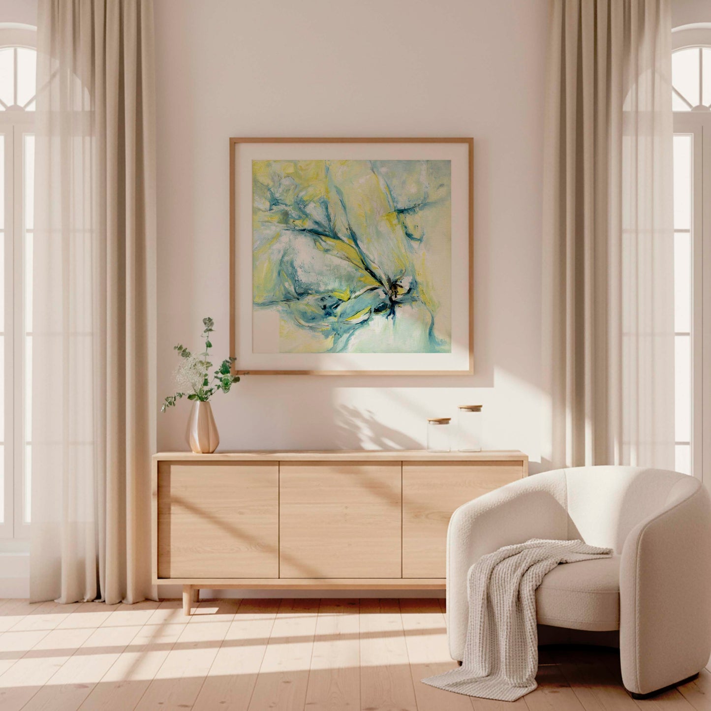 ‘Whispers of Midwinter’ – soft abstract print inspired by snowy trees and winter light.